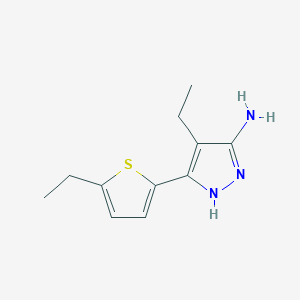 molecular formula C11H15N3S B13563012 4-Ethyl-3-(5-ethylthiophen-2-yl)-1h-pyrazol-5-amine 
