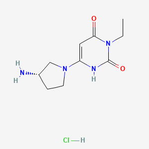 molecular formula C10H17ClN4O2 B13563426 6-[(3S)-3-aminopyrrolidin-1-yl]-3-ethyl-1,2,3,4-tetrahydropyrimidine-2,4-dionehydrochloride 