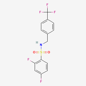 molecular formula C14H10F5NO2S B13563453 2,4-difluoro-N-{[4-(trifluoromethyl)phenyl]methyl}benzene-1-sulfonamide 