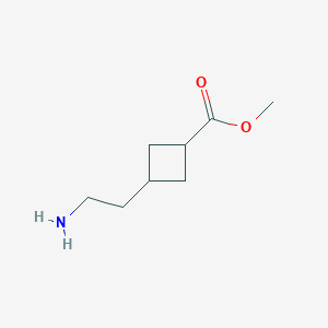 molecular formula C8H15NO2 B13563477 Methyl 3-(2-aminoethyl)cyclobutane-1-carboxylate 