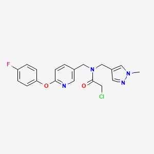 molecular formula C19H18ClFN4O2 B13563749 2-chloro-N-{[6-(4-fluorophenoxy)pyridin-3-yl]methyl}-N-[(1-methyl-1H-pyrazol-4-yl)methyl]acetamide 