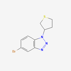molecular formula C10H10BrN3S B13563821 5-bromo-1-(thiolan-3-yl)-1H-1,2,3-benzotriazole 