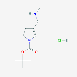 molecular formula C11H21ClN2O2 B13564036 tert-butyl4-[(methylamino)methyl]-2,3-dihydro-1H-pyrrole-1-carboxylatehydrochloride 