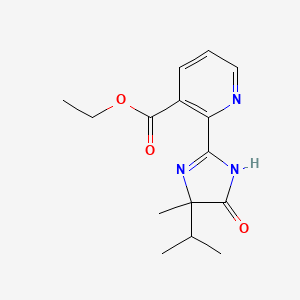 molecular formula C15H19N3O3 B1356420 ethyl 2-(4-isopropyl-4-methyl-5-oxo-4,5-dihydro-1H-imidazol-2-yl)nicotinate CAS No. 81333-63-3