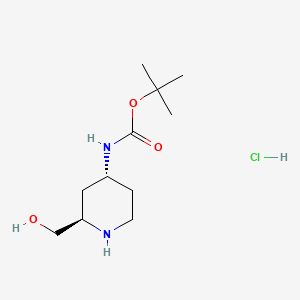 molecular formula C11H23ClN2O3 B13564308 rac-tert-butylN-[(2R,4R)-2-(hydroxymethyl)piperidin-4-yl]carbamatehydrochloride,trans 