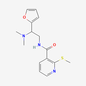 molecular formula C15H19N3O2S B13564564 N-(2-(dimethylamino)-2-(furan-2-yl)ethyl)-2-(methylthio)nicotinamide 