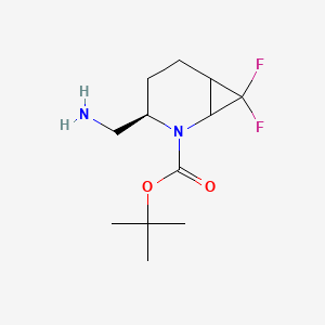 molecular formula C12H20F2N2O2 B13564755 tert-butyl(3R)-3-(aminomethyl)-7,7-difluoro-2-azabicyclo[4.1.0]heptane-2-carboxylate 