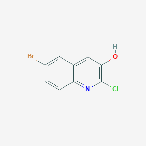 molecular formula C9H5BrClNO B13564893 6-Bromo-2-chloroquinolin-3-ol 