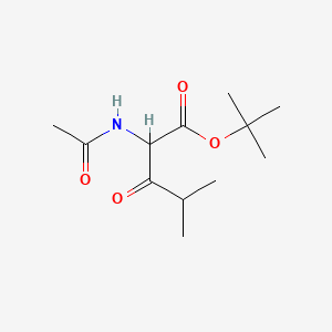 molecular formula C12H21NO4 B13564970 Tert-butyl2-acetamido-4-methyl-3-oxopentanoate 