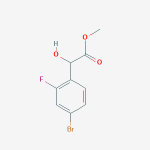 molecular formula C9H8BrFO3 B13565115 Methyl 2-(4-bromo-2-fluorophenyl)-2-hydroxyacetate 