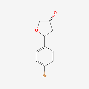 molecular formula C10H9BrO2 B13565163 5-(4-Bromophenyl)oxolan-3-one 