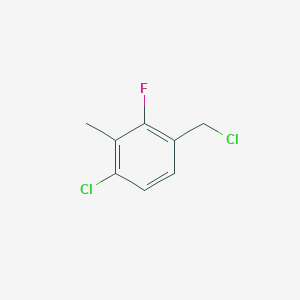 molecular formula C8H7Cl2F B13565456 4-Chloro-2-fluoro-3-methylbenzyl chloride 