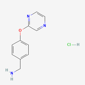 molecular formula C11H12ClN3O B1356548 4-(Pyrazin-2-yloxy)-benzylamine hydrochloride CAS No. 1018827-50-3