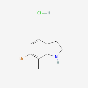 molecular formula C9H11BrClN B13565560 6-bromo-7-methyl-2,3-dihydro-1H-indole hydrochloride 