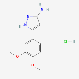 molecular formula C11H14ClN3O2 B1356570 3-(3,4-Dimethoxyphenyl)-1H-pyrazol-5-amine hydrochloride CAS No. 1025447-44-2