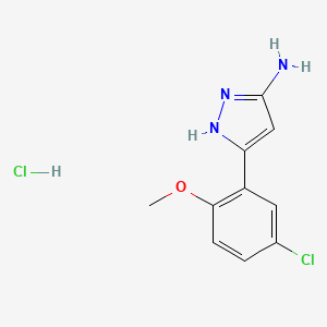 molecular formula C10H11Cl2N3O B1356572 3-(5-Chloro-2-methoxyphenyl)-1H-pyrazol-5-ylamine hydrochloride CAS No. 1028449-24-2