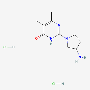 molecular formula C10H18Cl2N4O B13565741 2-(3-Aminopyrrolidin-1-yl)-5,6-dimethyl-3,4-dihydropyrimidin-4-onedihydrochloride 