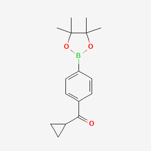 molecular formula C16H21BO3 B1356587 4,4,5,5-Tetramethyl-2-(4-cyclopropylcarbonylphenyl)-[1,3,2]dioxaborolane CAS No. 915402-05-0