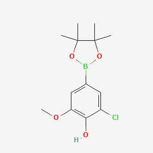 molecular formula C13H18BClO4 B1356594 2-Chloro-6-methoxy-4-(4,4,5,5-tetramethyl-1,3,2-dioxaborolan-2-yl)phenol CAS No. 1003298-84-7