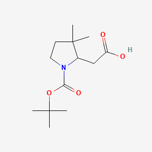 molecular formula C13H23NO4 B13565992 2-{1-[(Tert-butoxy)carbonyl]-3,3-dimethylpyrrolidin-2-yl}aceticacid 