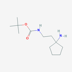 molecular formula C12H24N2O2 B13566206 tert-butylN-[2-(1-aminocyclopentyl)ethyl]carbamate 