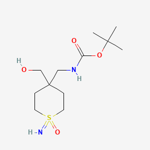 molecular formula C12H24N2O4S B13566295 tert-butylN-{[4-(hydroxymethyl)-1-imino-1-oxo-1lambda6-thian-4-yl]methyl}carbamate 