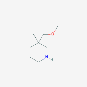 molecular formula C8H17NO B13566377 3-(Methoxymethyl)-3-methylpiperidine 