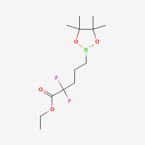 molecular formula C13H23BF2O4 B13566422 Ethyl 2,2-difluoro-5-(4,4,5,5-tetramethyl-1,3,2-dioxaborolan-2-yl)pentanoate 