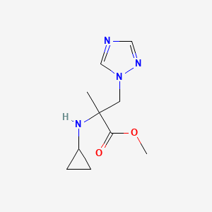 molecular formula C10H16N4O2 B13566547 Methyl 2-(cyclopropylamino)-2-methyl-3-(1h-1,2,4-triazol-1-yl)propanoate 