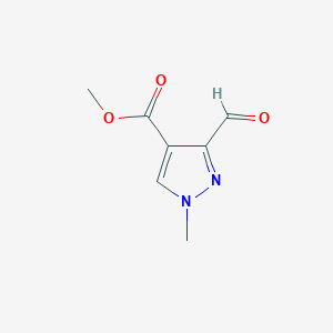 molecular formula C7H8N2O3 B13567023 methyl 3-formyl-1-methyl-1H-pyrazole-4-carboxylate 