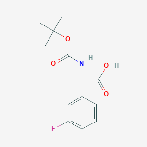 molecular formula C14H18FNO4 B13567080 2-((tert-Butoxycarbonyl)amino)-2-(3-fluorophenyl)propanoic acid 