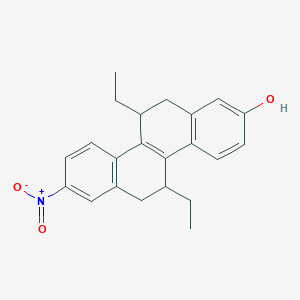 molecular formula C22H23NO3 B135671 2-Nitro-5,11-diethyl-5,6,11,12-tetrahydrochrysen-8-ol CAS No. 138090-25-2