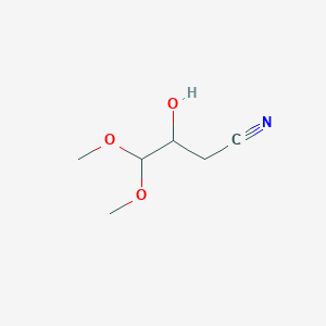 molecular formula C6H11NO3 B13567367 3-Hydroxy-4,4-dimethoxybutanenitrile 