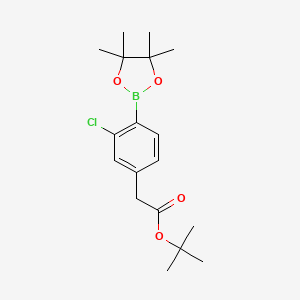 molecular formula C18H26BClO4 B13567563 Tert-butyl 2-[3-chloro-4-(tetramethyl-1,3,2-dioxaborolan-2-yl)phenyl]acetate 