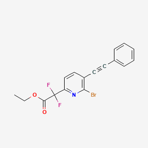 molecular formula C17H12BrF2NO2 B13567833 Ethyl 2-[6-bromo-5-(2-phenylethynyl)pyridin-2-yl]-2,2-difluoroacetate 