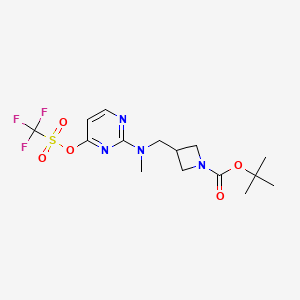 molecular formula C15H21F3N4O5S B13567913 Tert-butyl 3-({methyl[4-(trifluoromethanesulfonyloxy)pyrimidin-2-yl]amino}methyl)azetidine-1-carboxylate 