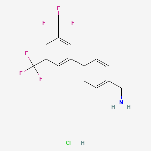 molecular formula C15H12ClF6N B1356799 4-[3,5-Bis(trifluoromethyl)phenyl]benzylamine hcl CAS No. 1195901-45-1