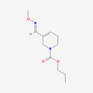 molecular formula C11H18N2O3 B135684 Propyl (E)-3,6-dihydro-5-((methoxyimino)methyl)-1(2H)-pyridinecarboxylate CAS No. 145071-32-5