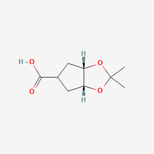 molecular formula C9H14O4 B13568405 rac-(3aR,5S,6aS)-2,2-dimethyl-hexahydrocyclopenta[d][1,3]dioxole-5-carboxylicacid 