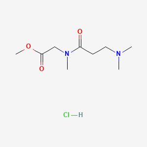 molecular formula C9H19ClN2O3 B13568600 methyl2-[3-(dimethylamino)-N-methylpropanamido]acetatehydrochloride 