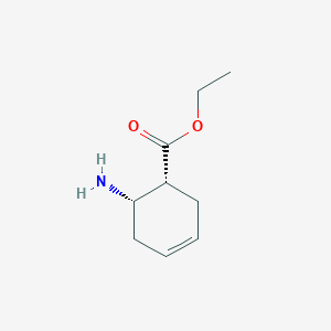 molecular formula C9H15NO2 B13568683 cis-6-Amino-cyclohex-3-enecarboxylic acid ethyl ester 