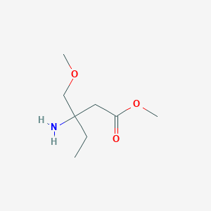 molecular formula C8H17NO3 B13569304 Methyl 3-amino-3-(methoxymethyl)pentanoate 