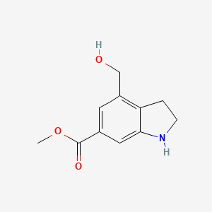 molecular formula C11H13NO3 B13569604 methyl 4-(hydroxymethyl)-2,3-dihydro-1H-indole-6-carboxylate 