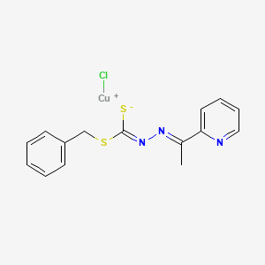 (E)-benzylsulfanyl-[(E)-1-pyridin-2-ylethylidenehydrazinylidene]-sulfidomethane;chlorocopper(1+)