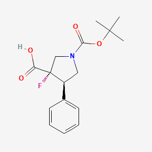 molecular formula C16H20FNO4 B13569894 rac-(3R,4S)-1-[(tert-butoxy)carbonyl]-3-fluoro-4-phenylpyrrolidine-3-carboxylicacid 