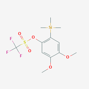 molecular formula C12H17F3O5SSi B1356996 4,5-Dimethoxy-2-(trimethylsilyl)phenyl Trifluoromethanesulfonate CAS No. 866252-52-0