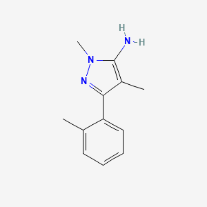 molecular formula C12H15N3 B13569994 1,4-Dimethyl-3-(o-tolyl)-1h-pyrazol-5-amine 