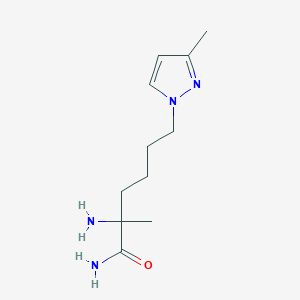 molecular formula C11H20N4O B13570140 2-Amino-2-methyl-6-(3-methyl-1h-pyrazol-1-yl)hexanamide 