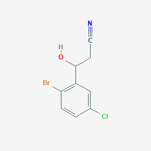 molecular formula C9H7BrClNO B13570198 3-(2-Bromo-5-chlorophenyl)-3-hydroxypropanenitrile 