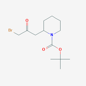 molecular formula C13H22BrNO3 B13570538 Tert-butyl 2-(3-bromo-2-oxopropyl)piperidine-1-carboxylate 